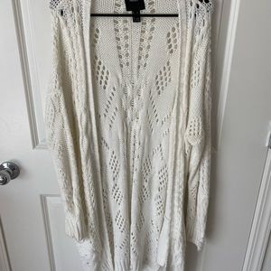 Long White Knit Cardigan
